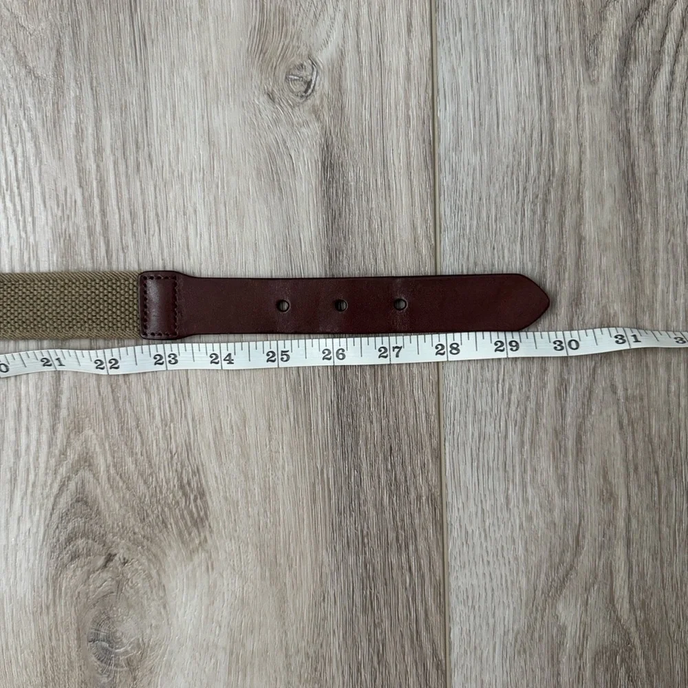 Polo Ralph Lauren Brown Leather and Tan Woven Belt.